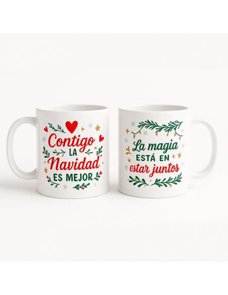 Set de 2 Tazas Navideñas para Compartir | Regalos Personalizados Customarco