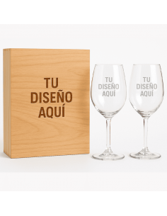 Set de 2 Copas Personalizadas con Caja de Madera