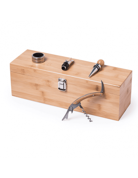 Caja de Vino con Accesorios – Edición Premium en Madera de Bambú