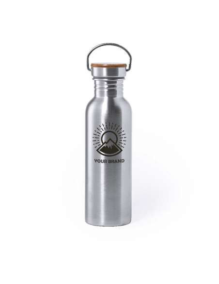 Botella de Acero Inoxidable y Bambú Personalizable – 800 ml